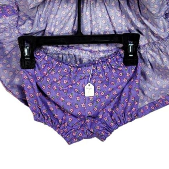Vintage Purple Calico Floral Rick-Rack Trim Dress and Bloomers Girls Size 24M - Picture 8 of 8